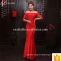 Red Lace Off-Schulter Meerjungfrau Chiffon Guangzhou Abendkleid